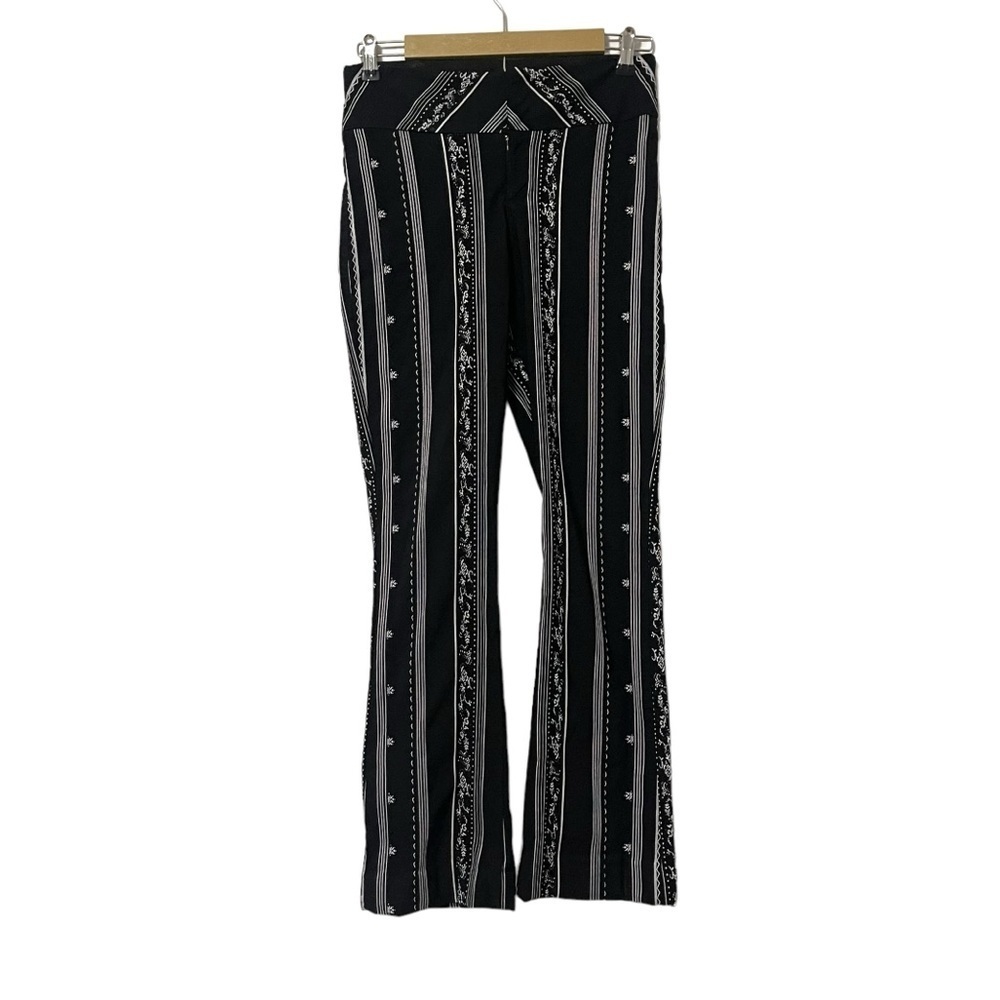 Equestrian Black White Striped Flare Pants Boho Western Hippie